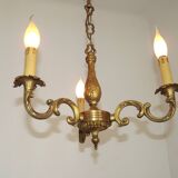 Lustre 3 feux ancien en bronze, France