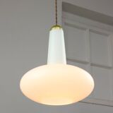 Mid-Century Italian Opaline and Brass Pendant Lamp