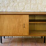 Small vintage row with sliding doors, metal legs Circa 50's