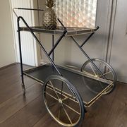Vintage Italian brass and metal bar cart, 1950s