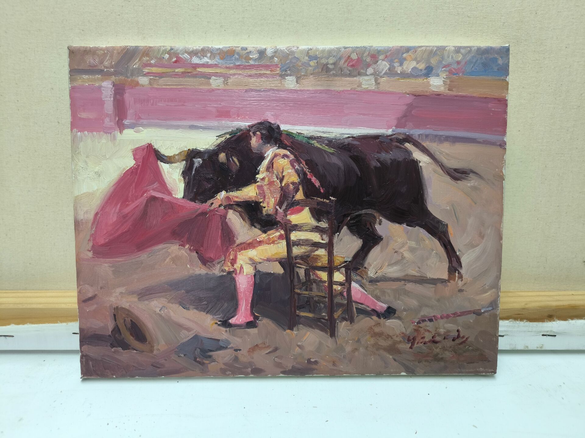 Peinture de tauromachie faite à la main