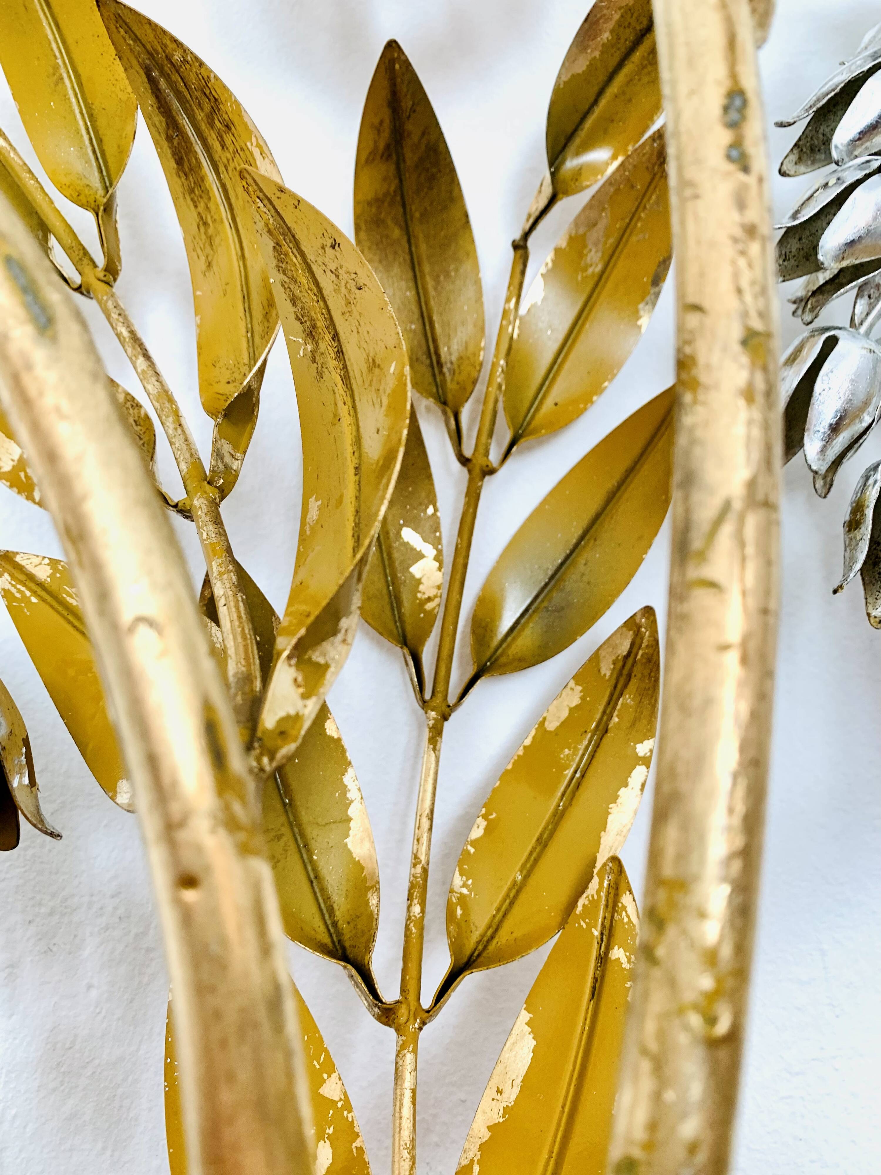 Large Hollywood Regency Palm Leaf Wall Lamp by Hans Kögl