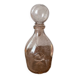 Pink bubbled glass decanter Biot vintage 60s