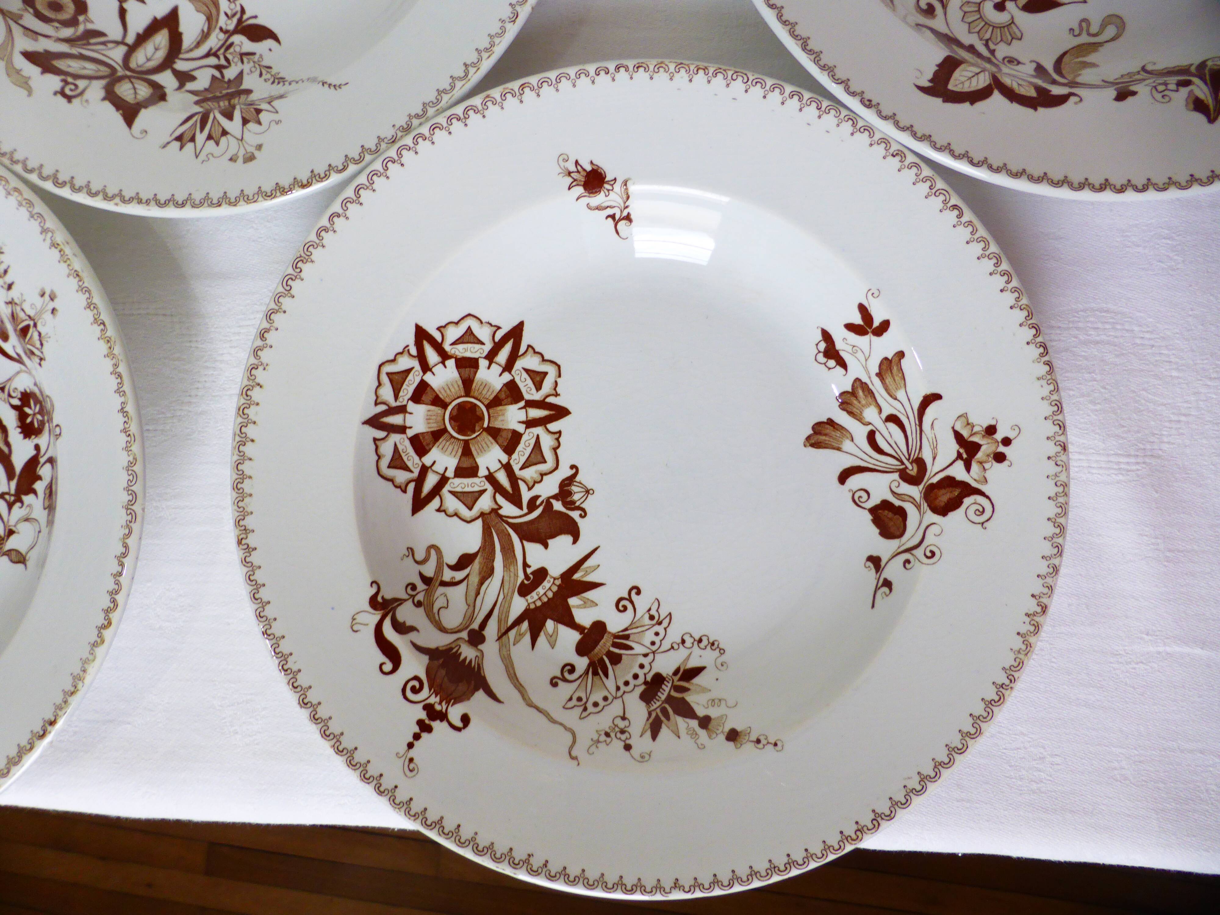 4 assiettes creuses vintage de Sarreguemines modèle Danois 210429