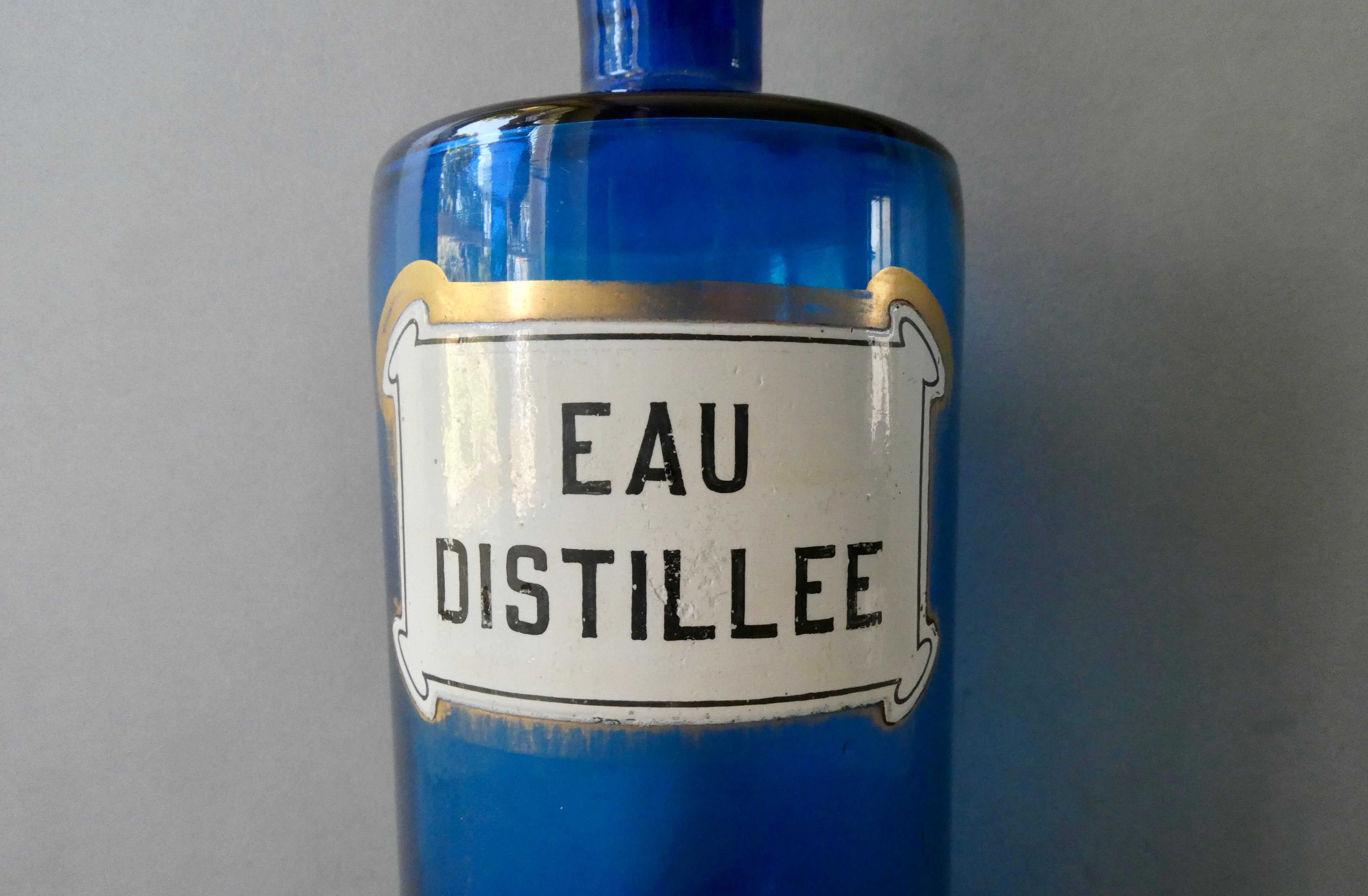 Bottle, pharmacy bottle in blue blown glass