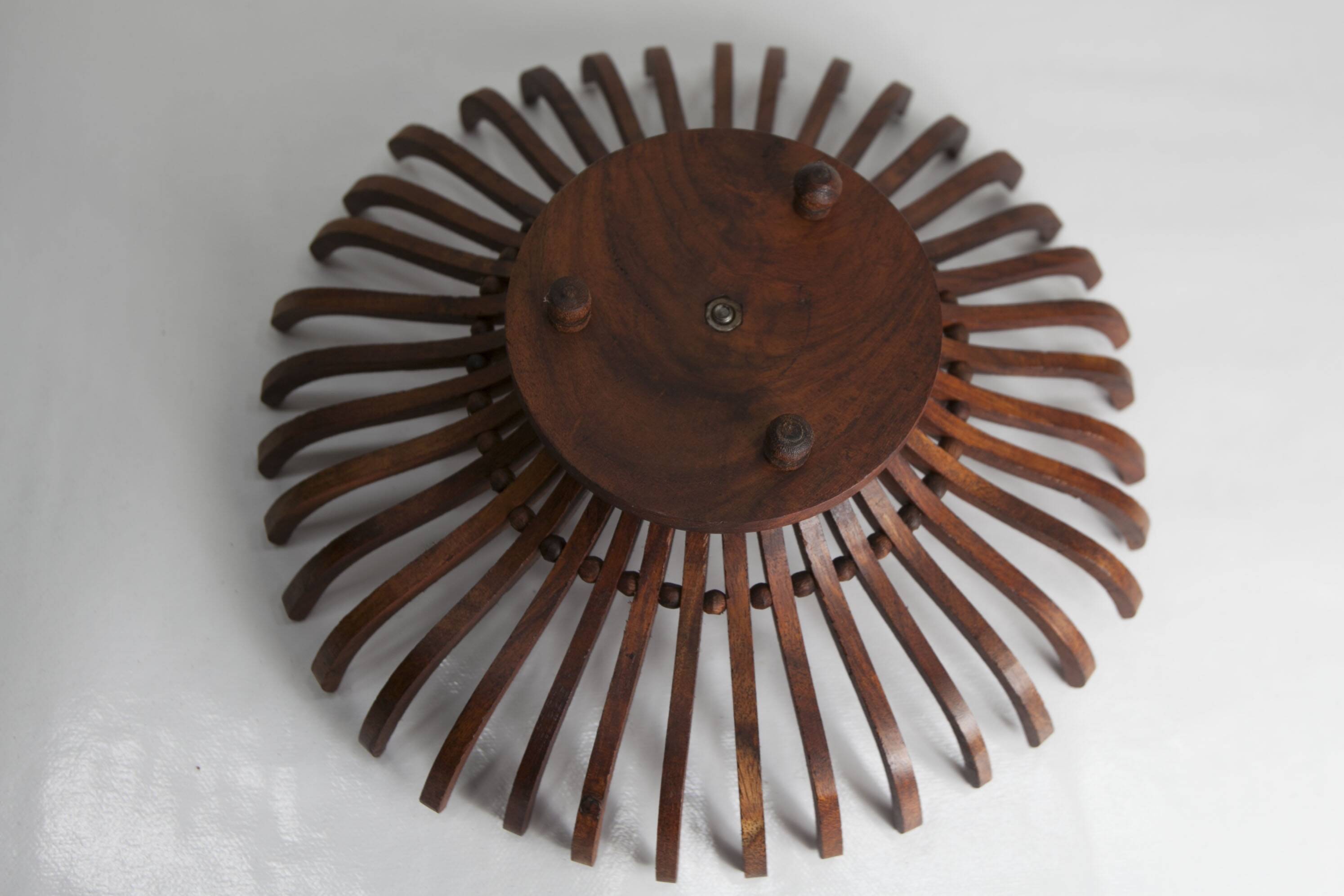 Handcrafted fruit dish 1960 solid wood unique piece