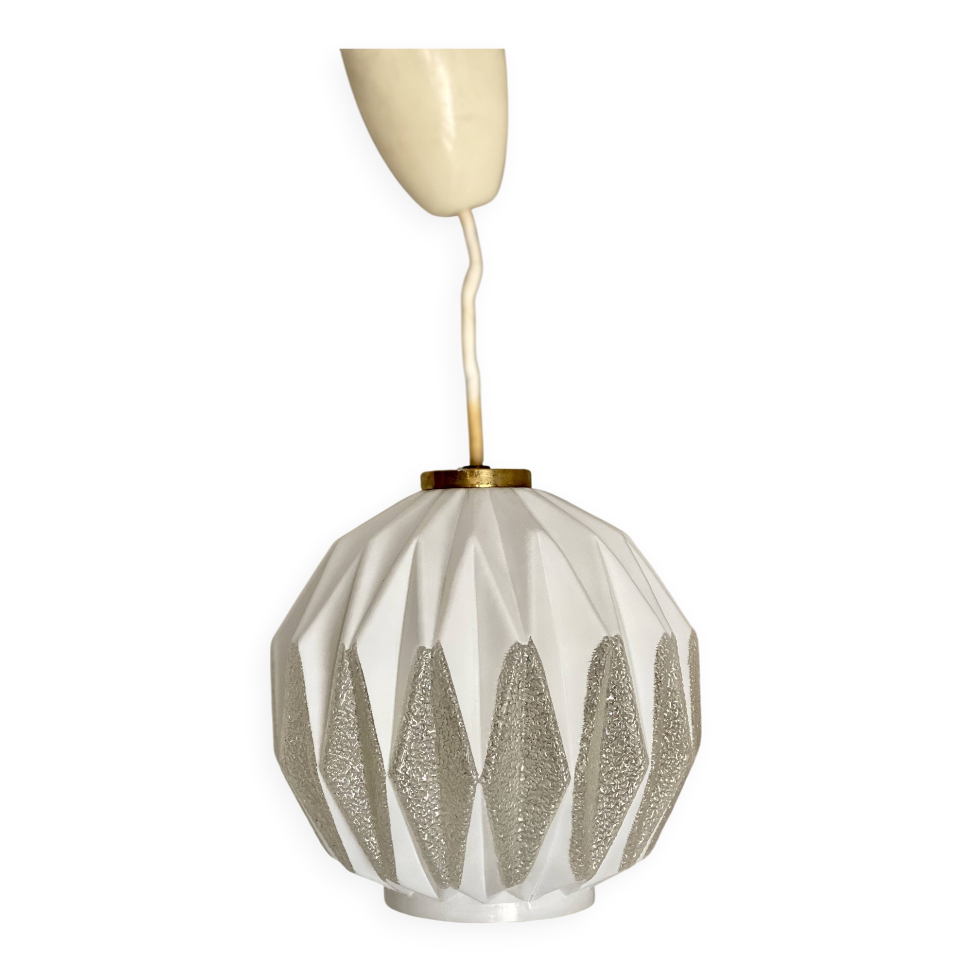 Vintage 1950s Bauhaus style modernist globe pendant light