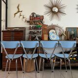Set of 4 blue Formica chairs