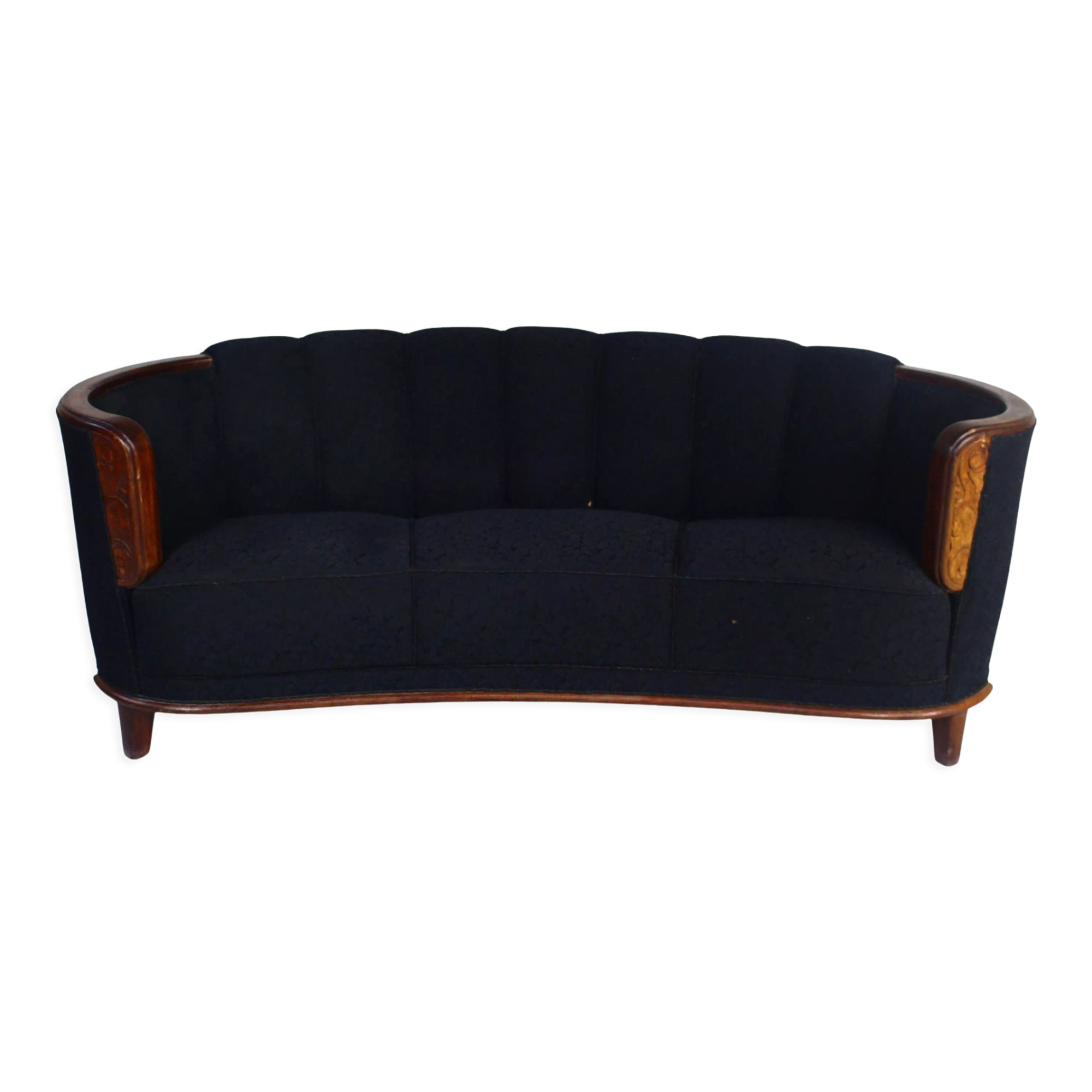 1930s Art Deco Curved Banana Sofa