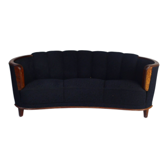 1930s Art Deco Curved Banana Sofa
