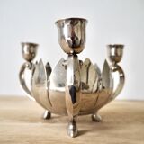 Triple silver plated candle holder