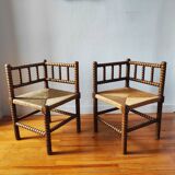 Paire de chaises anciennes bois tourné bobine