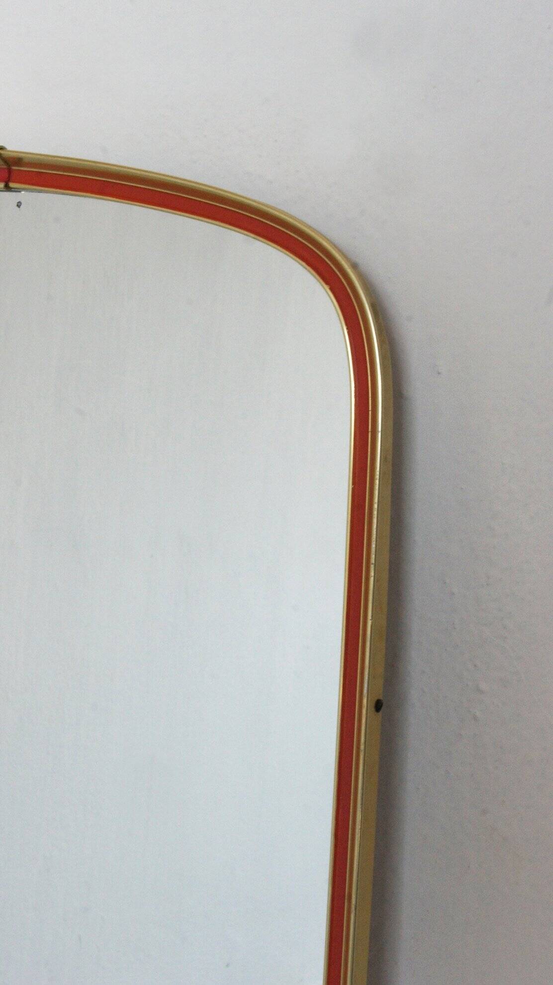Mid-Century Gold & Red Mirror, 1960s