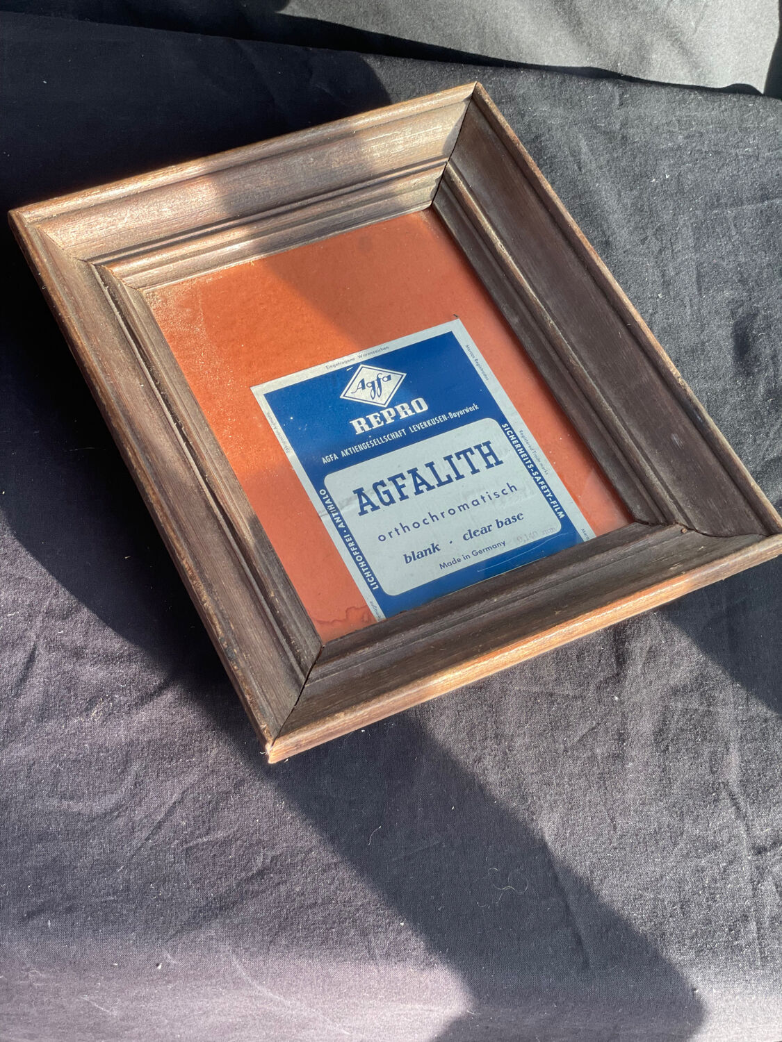 Old solid oak wood photo frame