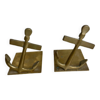 Marine anchor brass bookend