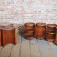 Mid-Century Modern Nesting Table in Oak and Smoked Glass, Czech, 1960s, Set of 5