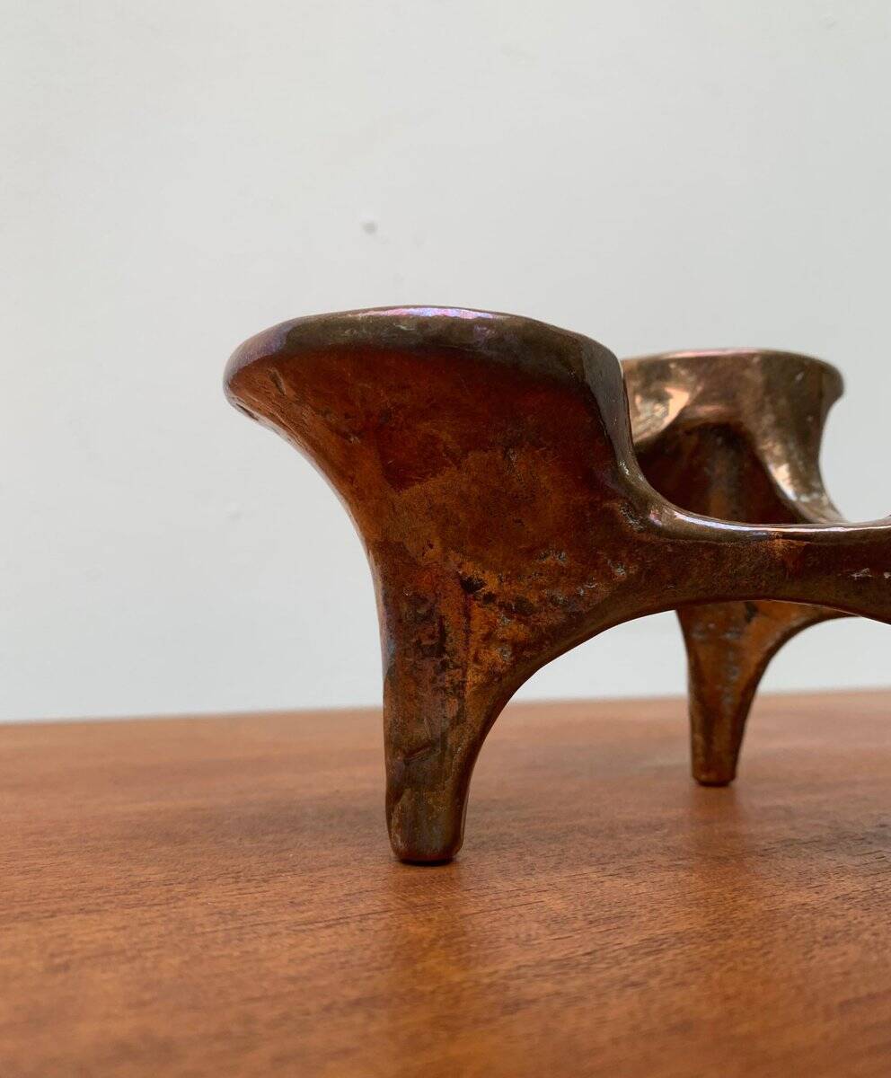 Vintage German brutalist metal candlestick by Harjes