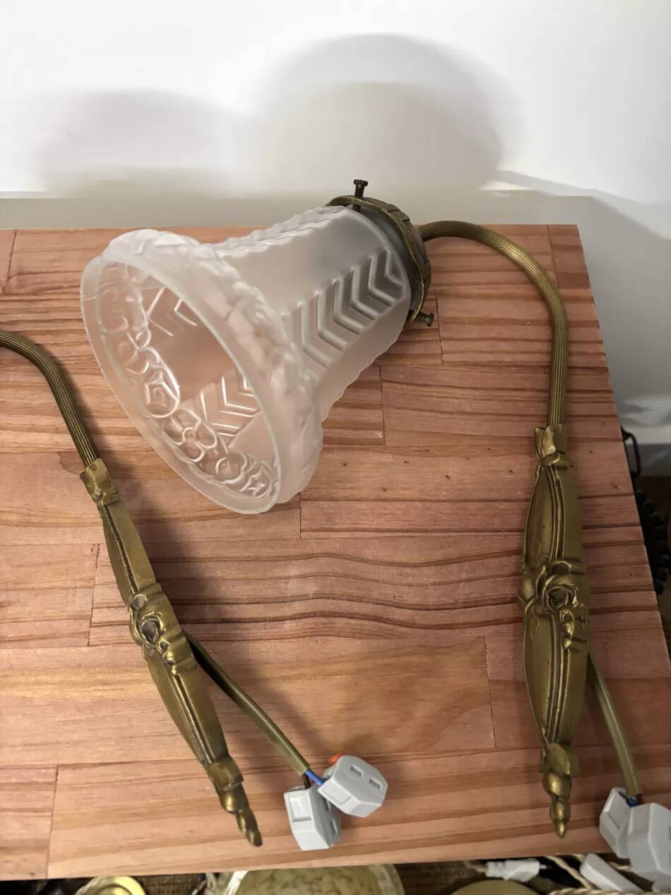 Antique pair of Art Deco wall sconces