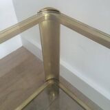 Grande table basse à double plateau en bronze poli et verre signé Jacques Théophile Lepelletier et estampillé Broncz