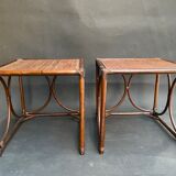 Pair of end of sofa bedside rattan