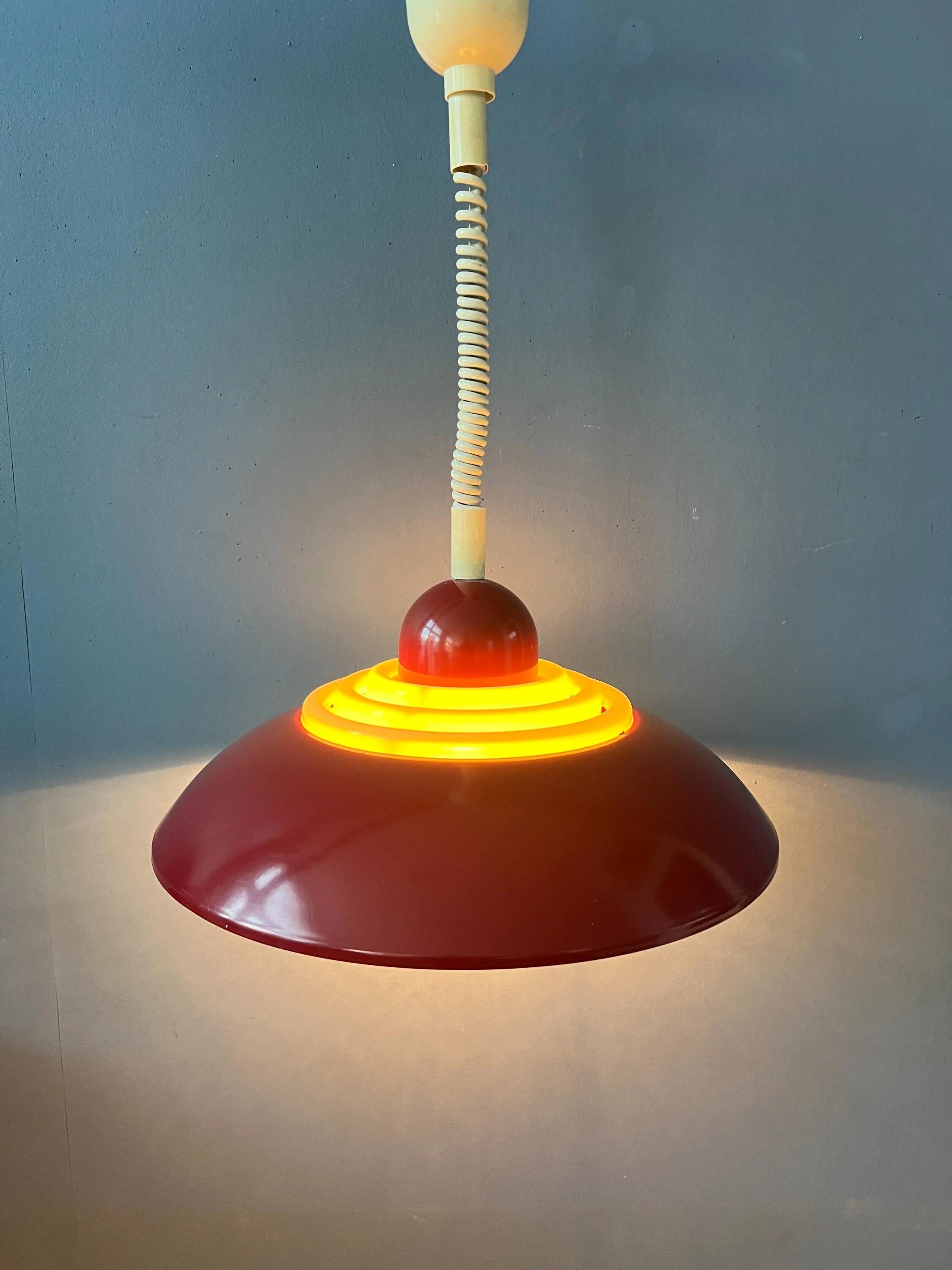 Red Scandinavian suspension lamp Space Age by Knud Christensen