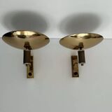 Pair of vintage chrome and brass wall lights, Italy 1980