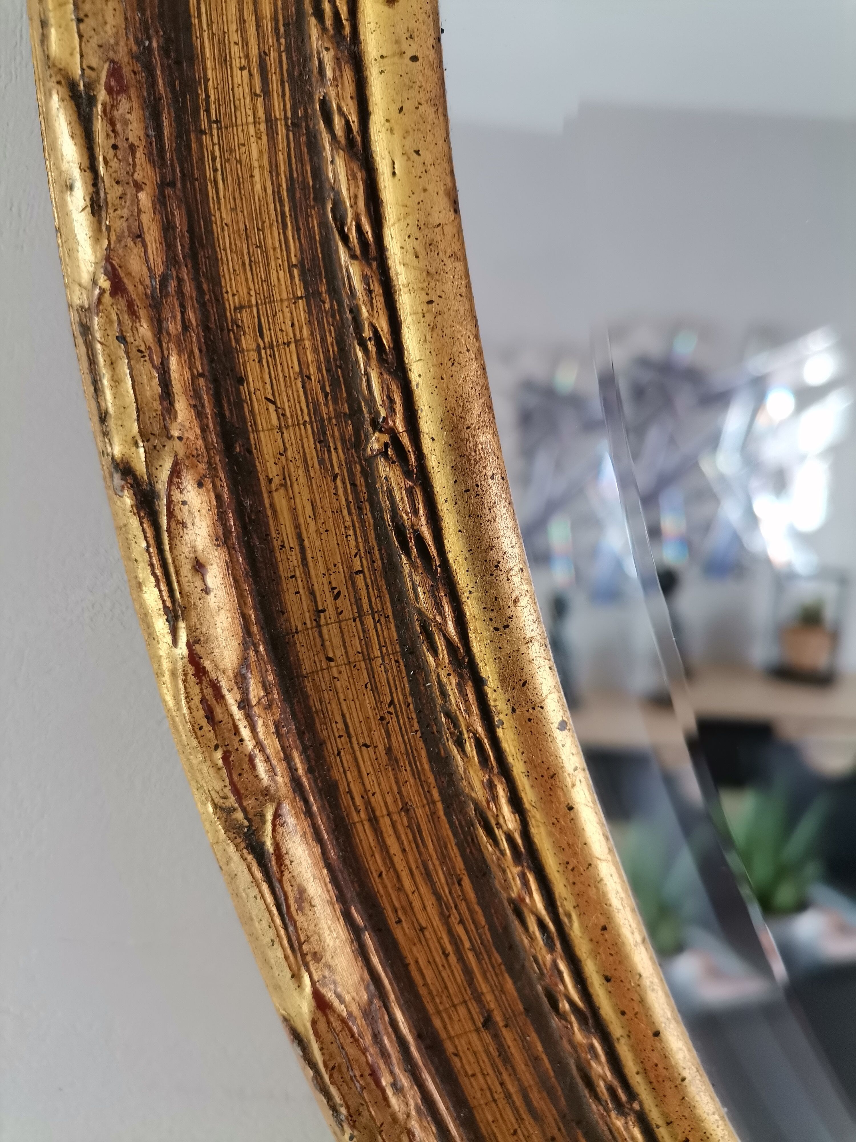 Mirror gilded wood beveled napoleon 50x71cm