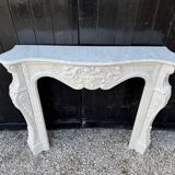 Louis XV Style Fireplace in Carrara Marble, Circa 1980