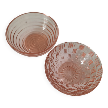 Duo coupelles verre pressé rose orangé