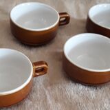 Old cups of coffee - brown ceramics typical of station buffets