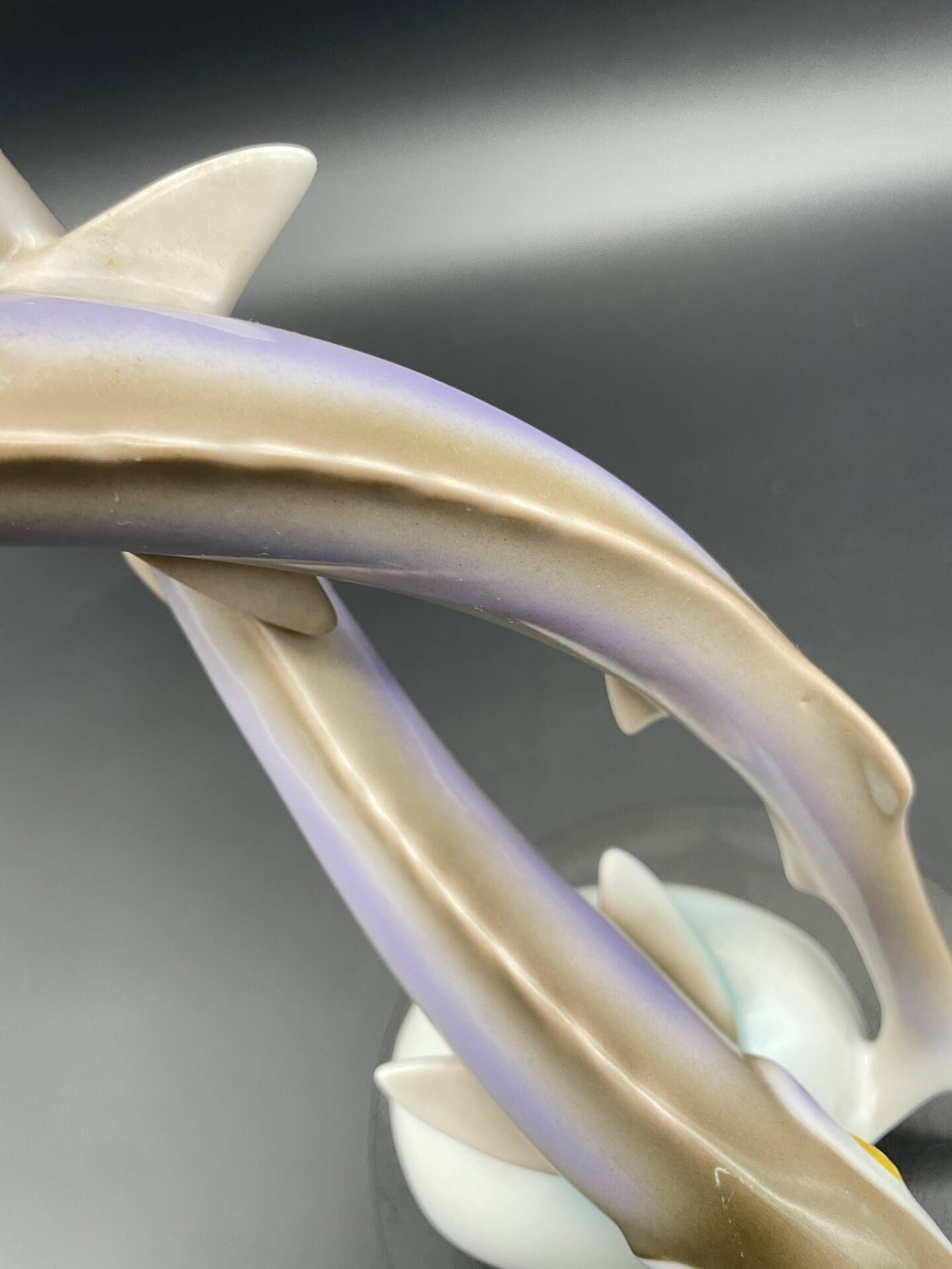 Vintage sculpture of two sturgeons in porcelain Hollóháza – Hungary