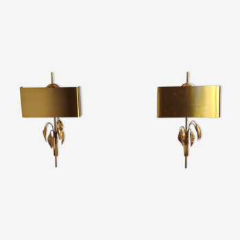 Pair of vintage sconces in gilded brass around 1970