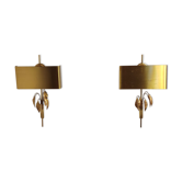 Pair of vintage sconces in gilded brass around 1970