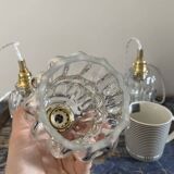 Set of three glass pendant lights of Scandinavian origin