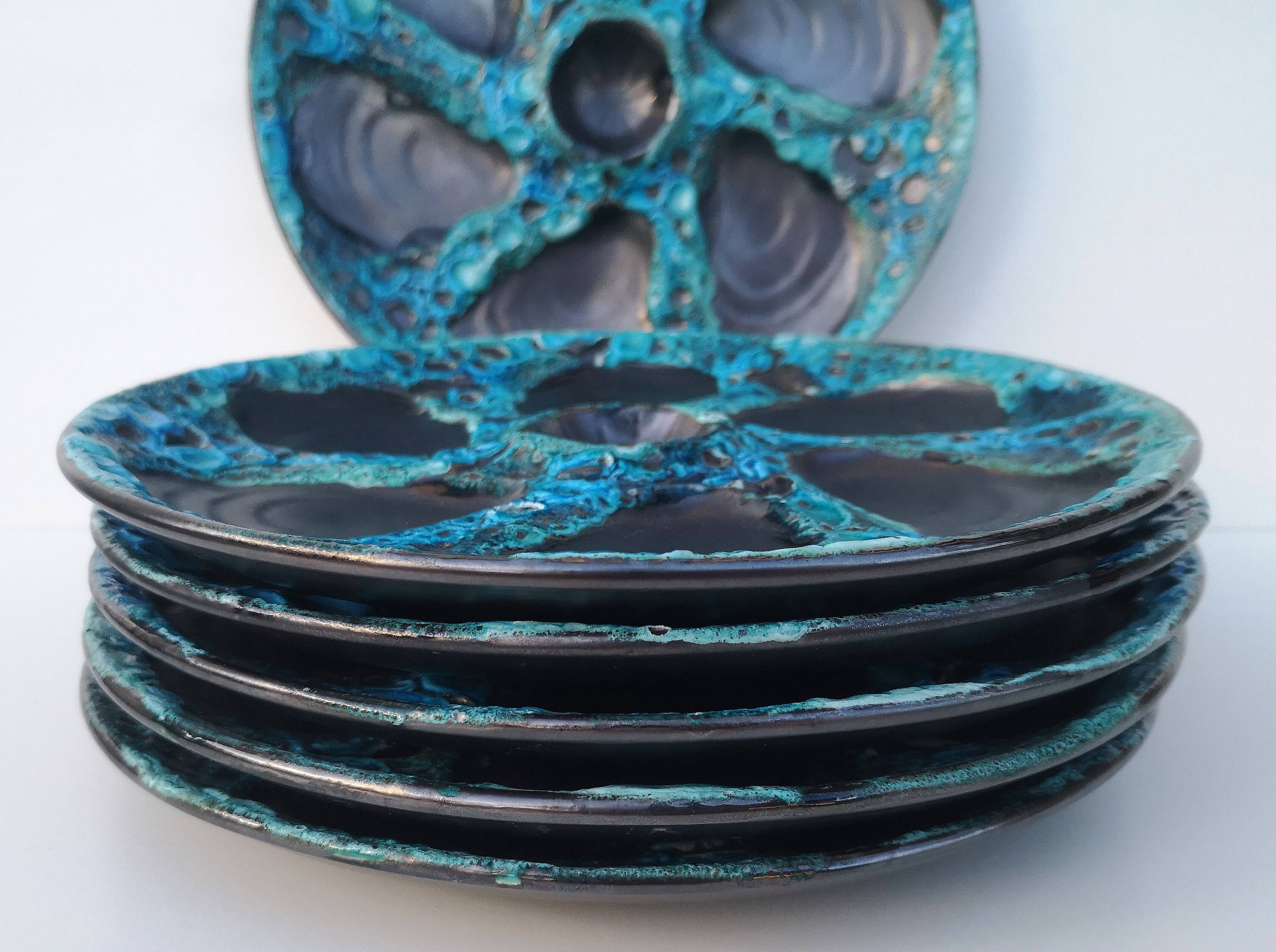 Vintage Fat Lava Oyster Plates