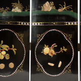 Chinese screen with decoration of hard stone lacquered with four panels 1940