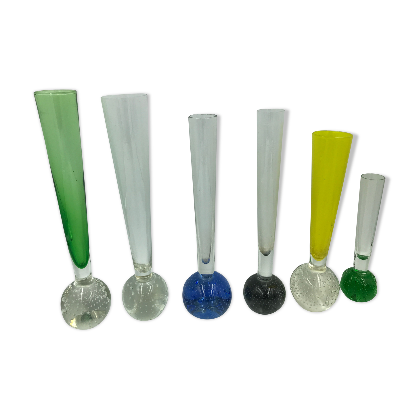 Set of 6Ssoliflore in bubbled glass 50s-60s
