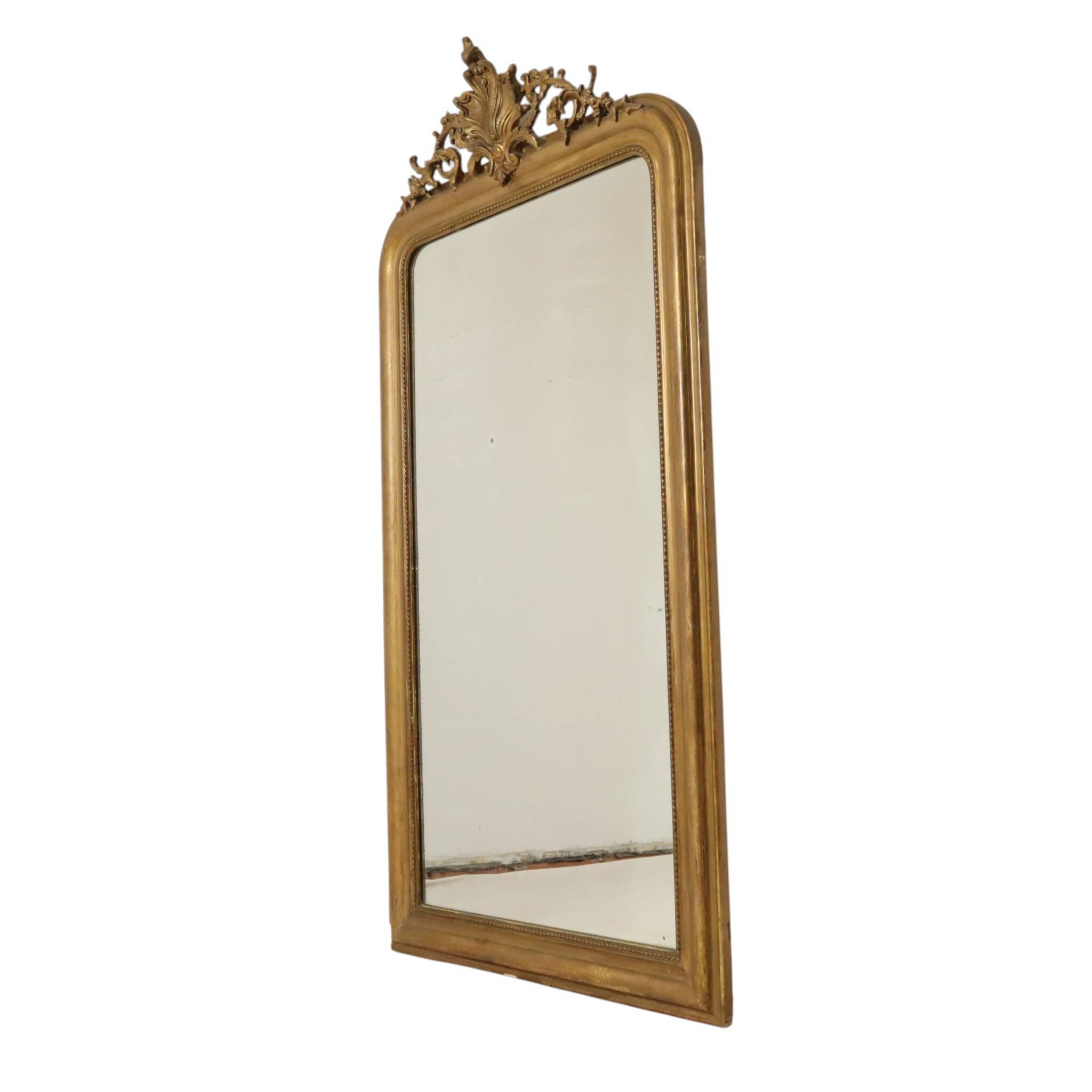 Miroir doré français Louis Philippe antique, fin du 19e siècle