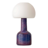 Mid-century modern table lamp by Jaap Ravelli, ceramic base and glass shade.