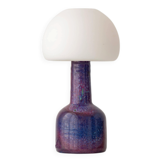 Mid-century modern table lamp by Jaap Ravelli, ceramic base and glass shade.