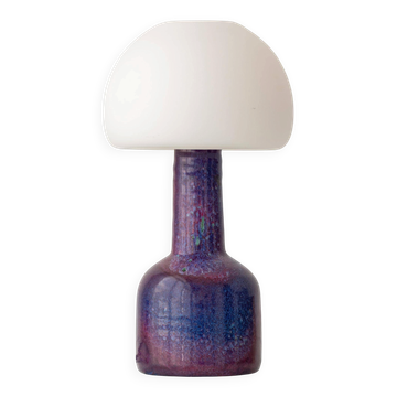 Mid-century modern table lamp by Jaap Ravelli, ceramic base and glass shade.