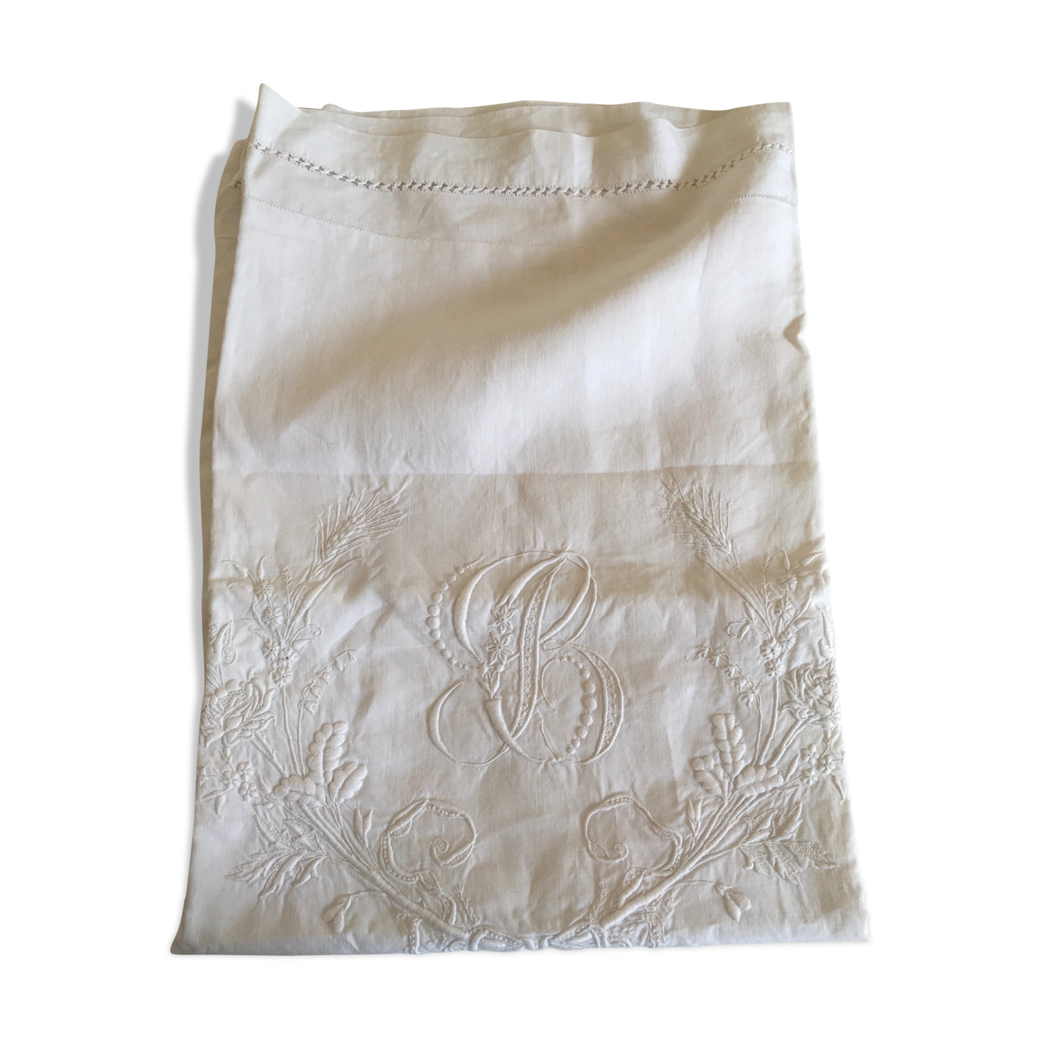 19th embroidered linen yarn wedding kit pillow taie B