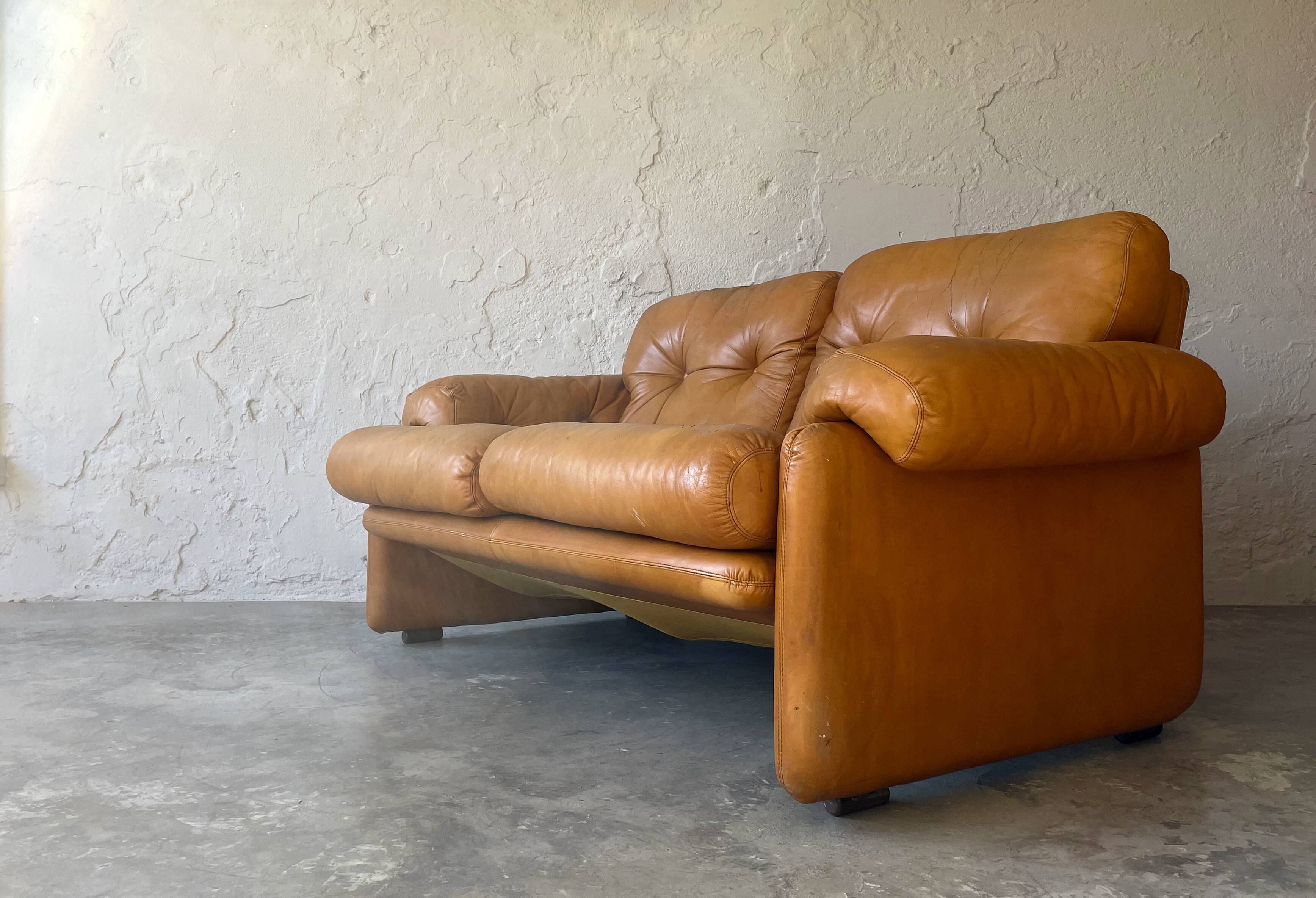 Two seats leather sofa, by Tobias Scarpa