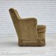 1970s, Danish lounge chair, light green furniture velour, beech wood.