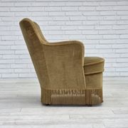 1970s, Danish lounge chair, light green furniture velour, beech wood.