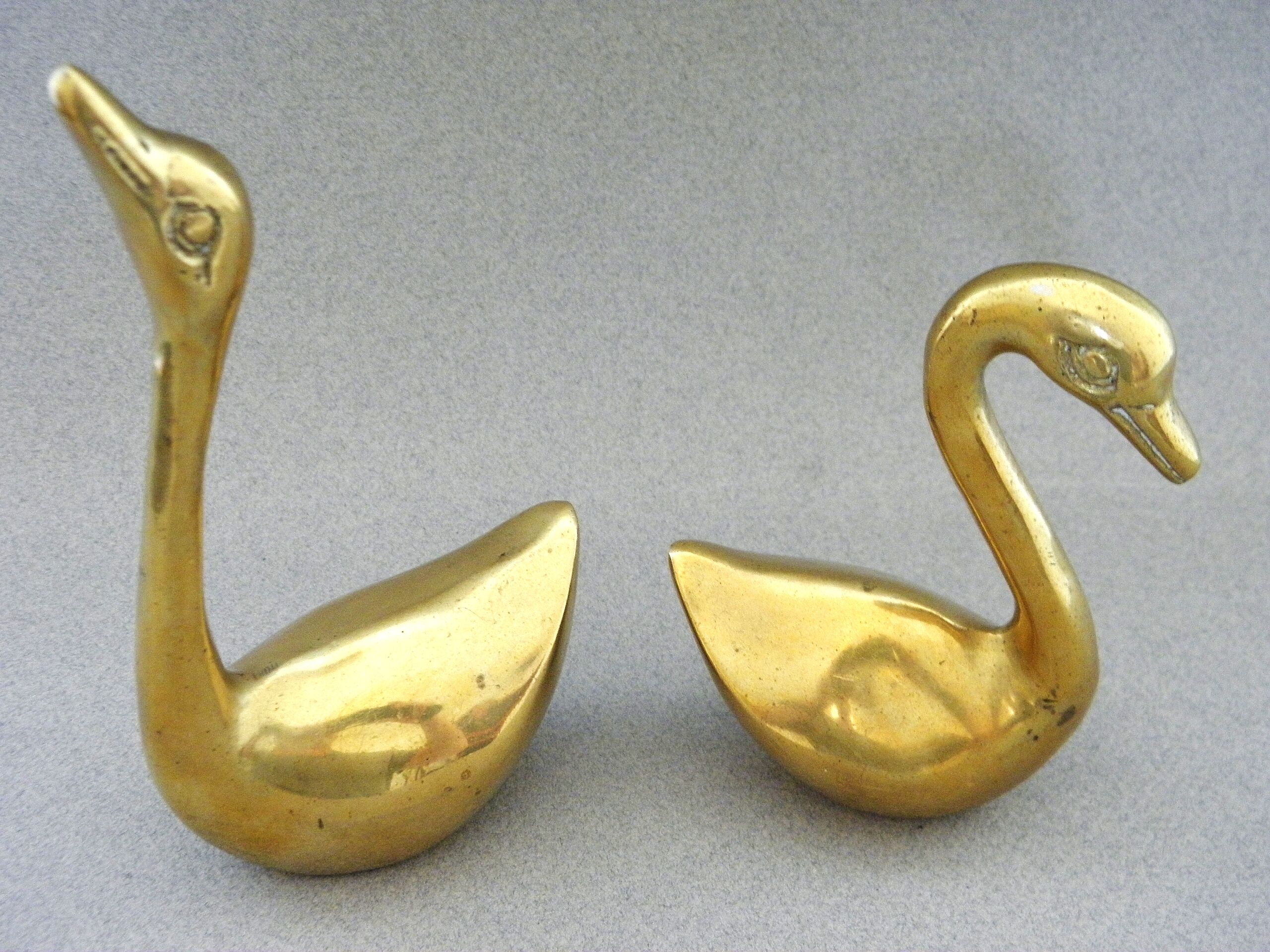 Pair of swans brass