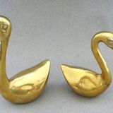Pair of swans brass