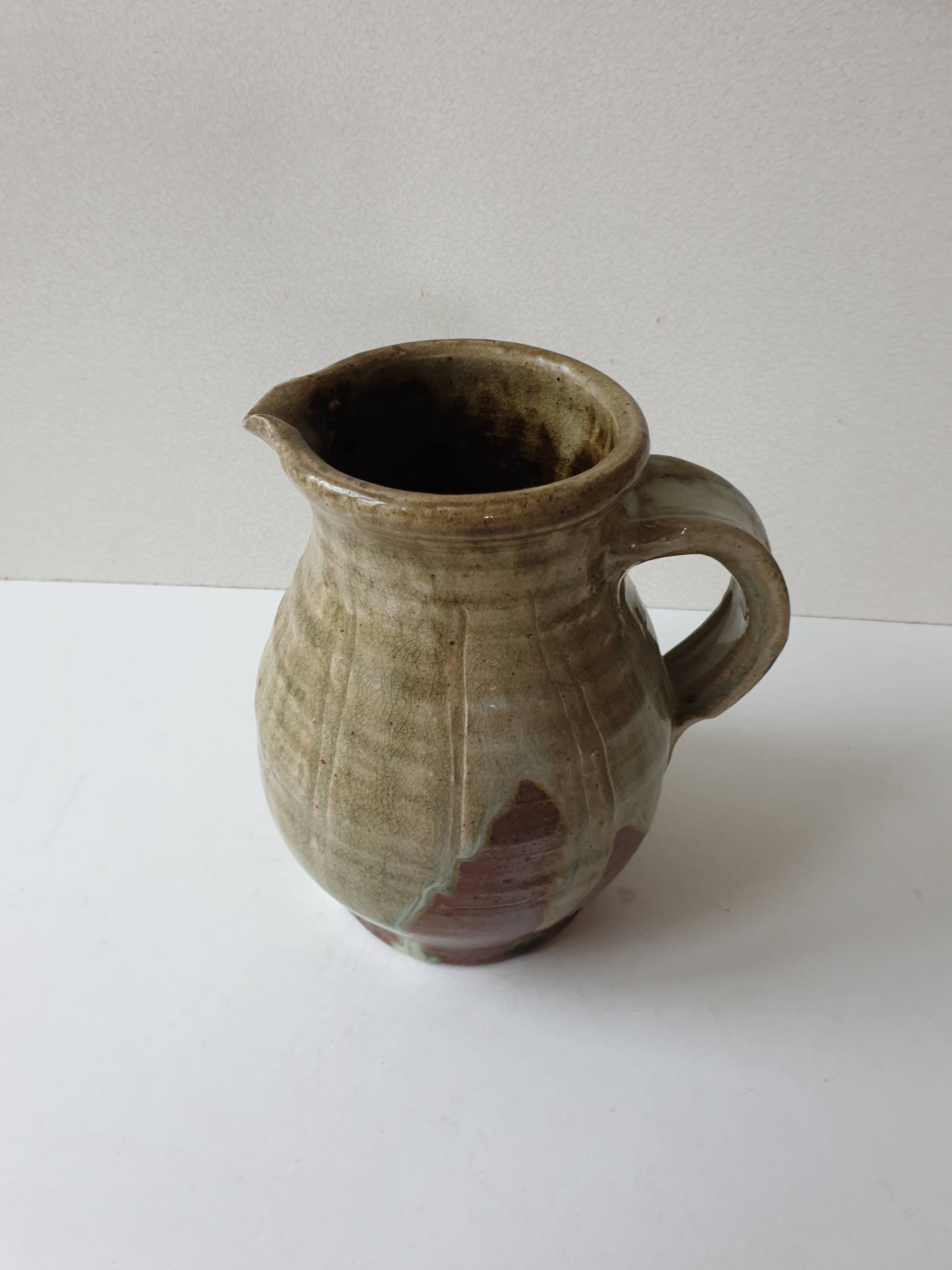 Ceramic pitcher (stoneware) Signed Jean Michel Doix
