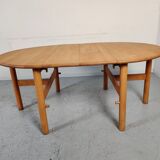 Beech dining table with extensions, 80s