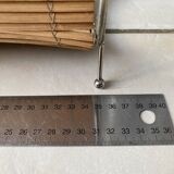 Vintage 1960s magazine rack / newspaper basket, brass & bamboo frame